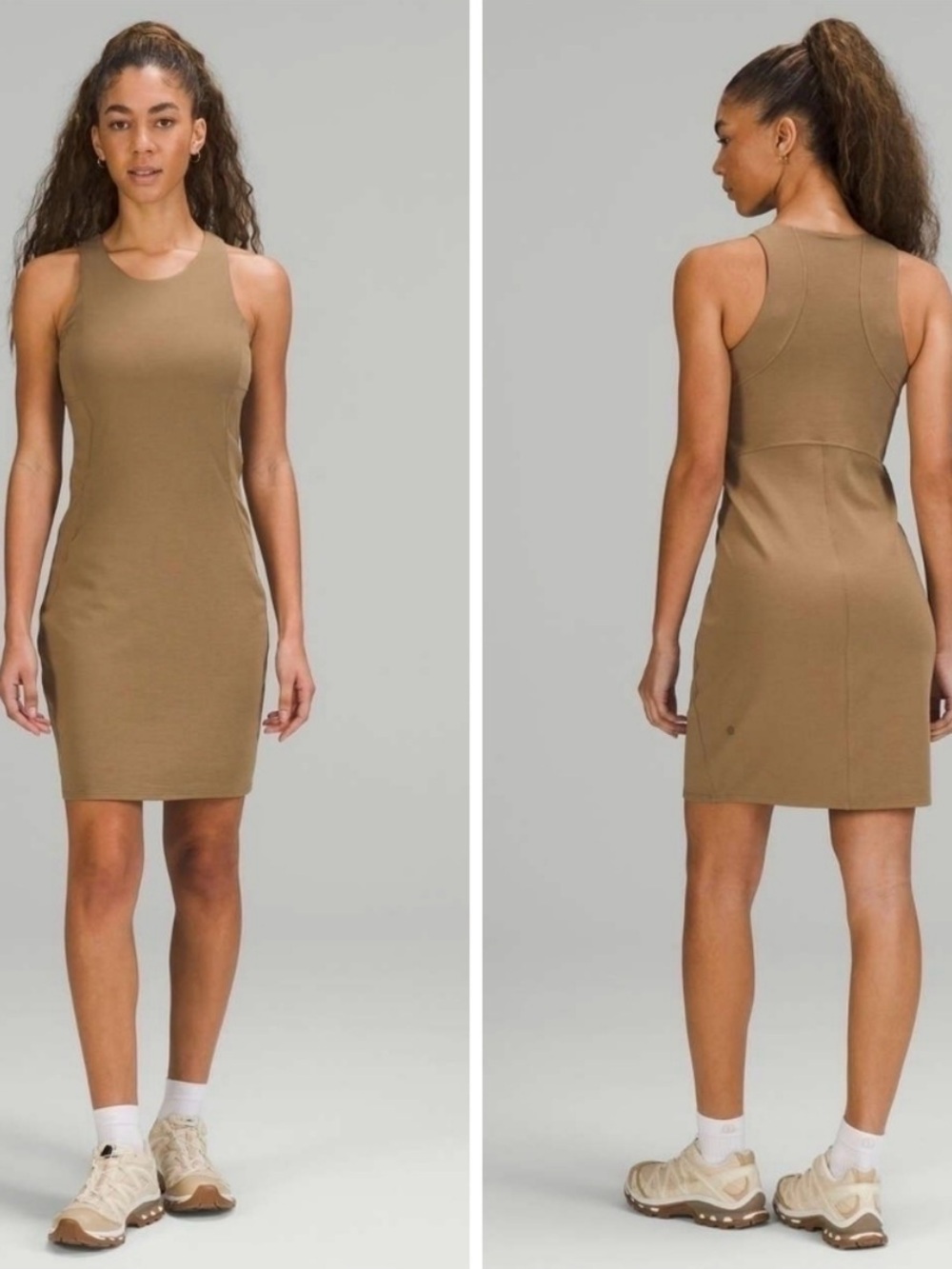 Lululemon Slim-Fit Above-Knee Dress in Artifact Tan Brown